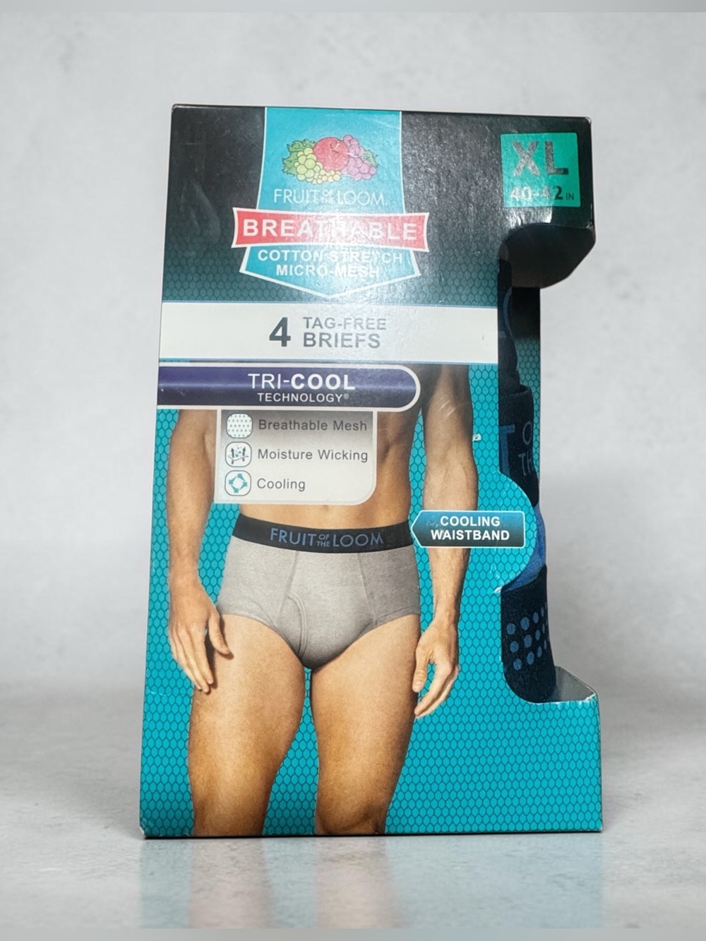 Fruit of the Loom Men’s Gray & Black Breathable Briefs - XL